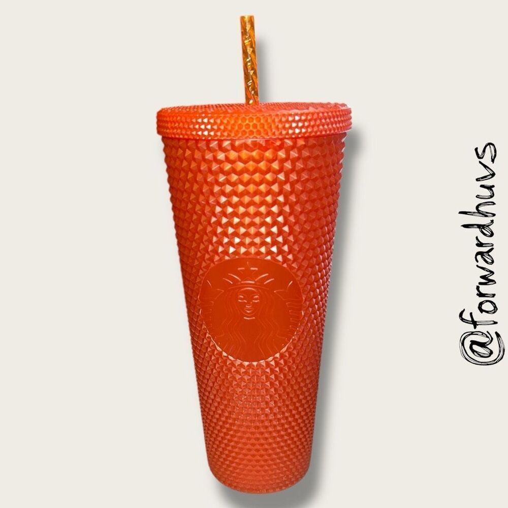 Starbucks Orange Studded Venti Tumbler – 24oz Cold Cup | Replacement Straw